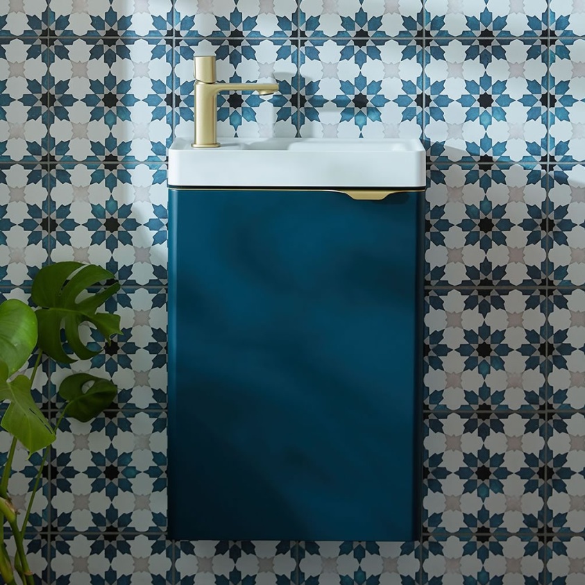 Vado Cameo 400mm Atlantic Blue Wall Hung Cloakroom Vanity Unit & Basin - Lifestyle Image